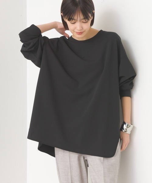 OMNES（オムネス）の「カットジョーゼットガゼット裾ラウンドプルオーバー（Tシャツ/カットソー・レディース・ライトグレー/ブラック/アイボリー・FREE）」の4枚目の写真