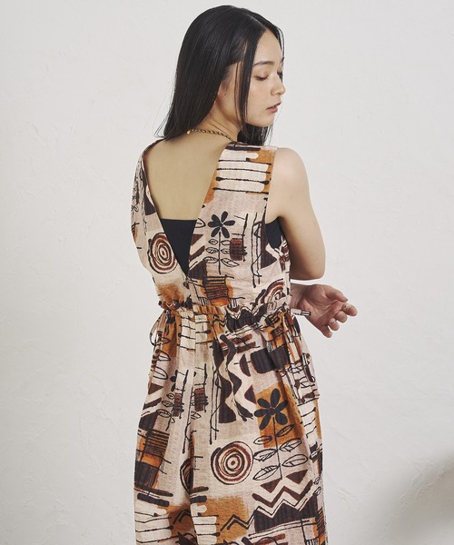 ROSE BUD（ローズバッド）の「(CREOLME)PRINT COMBINAISON（つなぎ/オールインワン・レディース・ブラウン/ネイビー・ONE SIZE）」の4枚目の写真