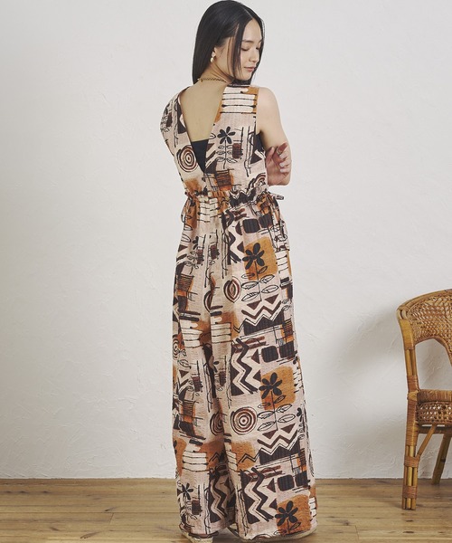 ROSE BUD（ローズバッド）の「(CREOLME)PRINT COMBINAISON（つなぎ/オールインワン・レディース・ブラウン/ネイビー・ONE SIZE）」の7枚目の写真