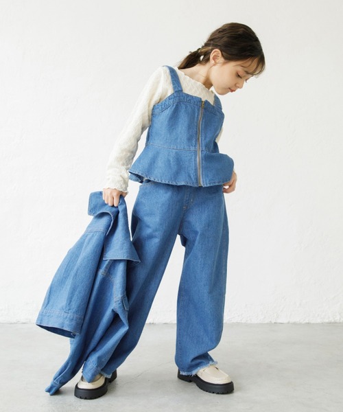 EDWIN（エドウィン）の「【Ou? by EDWIN】デニムビスチェ（ベスト・キッズ・サックスブルー/ブルー・100/110/120/130/140/150/90）」の15枚目の写真