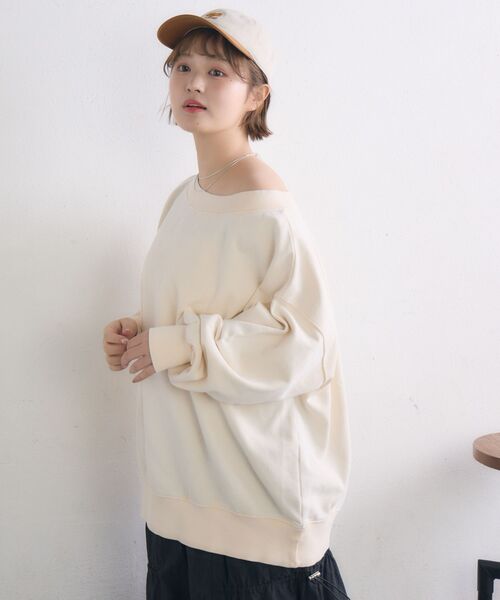 RETRO GIRL(レトロガール)の「ワンショルトレーナー(Tシャツ/カットソー・レディース・ピンク/ナチュラル/チャコールグレー・FREE)」の9枚目の写真