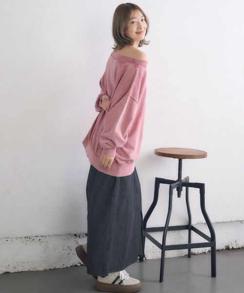RETRO GIRL(レトロガール)の「ワンショルトレーナー(Tシャツ/カットソー・レディース・ピンク/ナチュラル/チャコールグレー・FREE)」の12枚目の写真