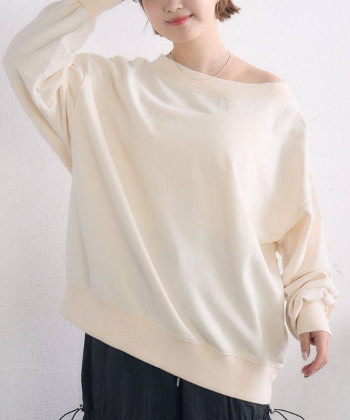 RETRO GIRL(レトロガール)の「ワンショルトレーナー(Tシャツ/カットソー・レディース・ピンク/ナチュラル/チャコールグレー・FREE)」の3枚目の写真