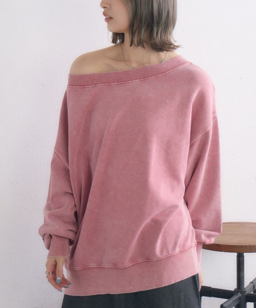RETRO GIRL(レトロガール)の「ワンショルトレーナー(Tシャツ/カットソー・レディース・ピンク/ナチュラル/チャコールグレー・FREE)」の1枚目の写真