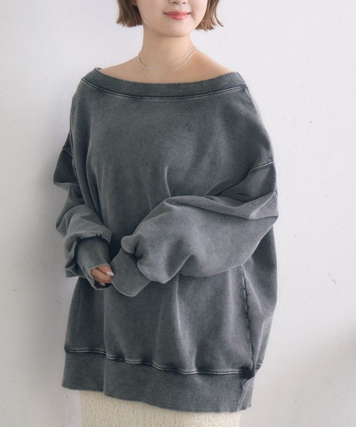 RETRO GIRL(レトロガール)の「ワンショルトレーナー(Tシャツ/カットソー・レディース・ピンク/ナチュラル/チャコールグレー・FREE)」の2枚目の写真