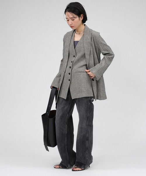 BABYLONE（バビロン）の「クレープリネンチェックジャケット