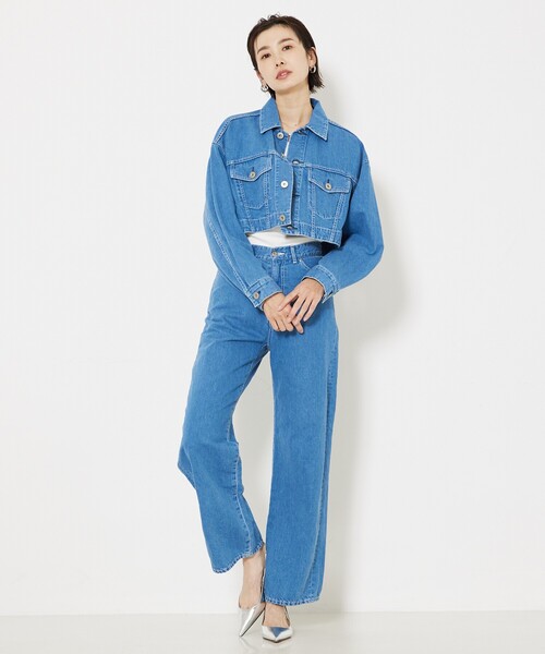 qualite（カリテ）の「【大人のデニムJK】コットンリネンデニムショートジャケット/春服/デニムジャケット/セットアップ（デニムジャケット・レディース・ブルー・フリー）」の8枚目の写真