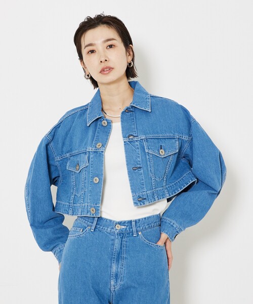 qualite（カリテ）の「【大人のデニムJK】コットンリネンデニムショートジャケット/春服/デニムジャケット/セットアップ（デニムジャケット・レディース・ブルー・フリー）」の12枚目の写真