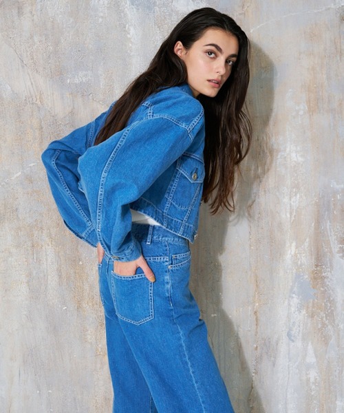 qualite（カリテ）の「【大人のデニムJK】コットンリネンデニムショートジャケット/春服/デニムジャケット/セットアップ（デニムジャケット・レディース・ブルー・フリー）」の2枚目の写真