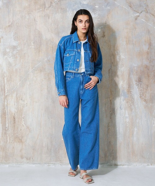 qualite（カリテ）の「【大人のデニムJK】コットンリネンデニムショートジャケット/春服/デニムジャケット/セットアップ（デニムジャケット・レディース・ブルー・フリー）」の3枚目の写真