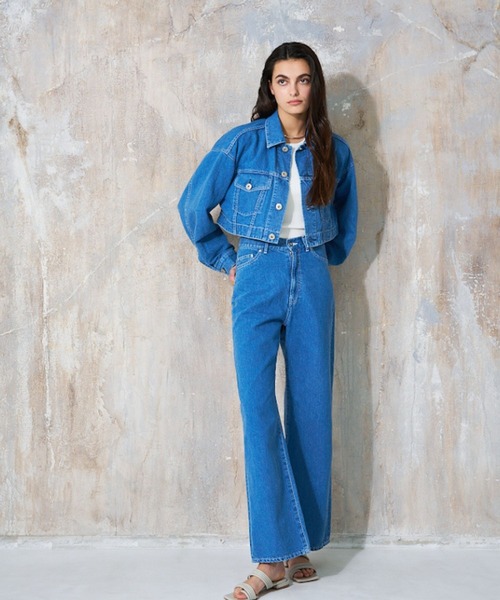 qualite（カリテ）の「【大人のデニムJK】コットンリネンデニムショートジャケット/春服/デニムジャケット/セットアップ（デニムジャケット・レディース・ブルー・フリー）」の5枚目の写真