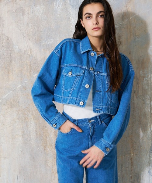 qualite（カリテ）の「【大人のデニムJK】コットンリネンデニムショートジャケット/春服/デニムジャケット/セットアップ（デニムジャケット・レディース・ブルー・フリー）」の6枚目の写真