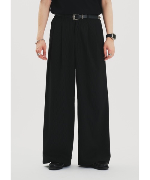 Adoon plain(アドーンプレーン)の「ASSORTED 2 TUCK WIDE SLACKS / アソート2タックワイドスラックス (ストライプ、無地、チェック)(スラックス・メンズ・グレー/ブラック系/チャコールグレー/ブラック/ボルドー/ネイビー/ライトグレー/ライトブラック・LARGE/SMALL/MEDIUM)」の11枚目の写真