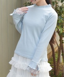 axes femme | フラワーカラーレースリブプルオーバー(Tシャツ/カットソー)