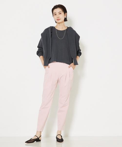 qualite(カリテ)の「コットンナイロンハイゲージニット/オフィスカジュアル(ニット/セーター・レディース・チャコールグレー/ホワイト/ピンク/ベージュ・フリー)」の5枚目の写真