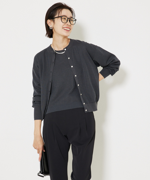 qualite(カリテ)の「コットンナイロンハイゲージニット/オフィスカジュアル(ニット/セーター・レディース・チャコールグレー/ホワイト/ピンク/ベージュ・フリー)」の16枚目の写真