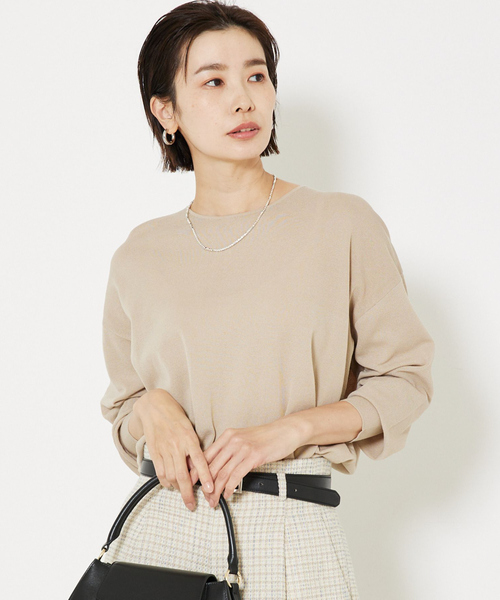 qualite(カリテ)の「コットンナイロンハイゲージニット/オフィスカジュアル(ニット/セーター・レディース・チャコールグレー/ホワイト/ピンク/ベージュ・フリー)」の17枚目の写真