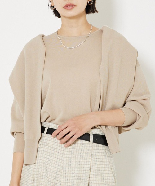 qualite(カリテ)の「コットンナイロンハイゲージニット/オフィスカジュアル(ニット/セーター・レディース・チャコールグレー/ホワイト/ピンク/ベージュ・フリー)」の1枚目の写真