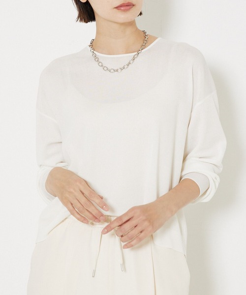 qualite(カリテ)の「コットンナイロンハイゲージニット/オフィスカジュアル(ニット/セーター・レディース・チャコールグレー/ホワイト/ピンク/ベージュ・フリー)」の2枚目の写真