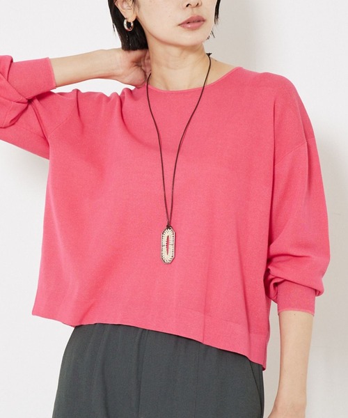 qualite(カリテ)の「コットンナイロンハイゲージニット/オフィスカジュアル(ニット/セーター・レディース・チャコールグレー/ホワイト/ピンク/ベージュ・フリー)」の4枚目の写真