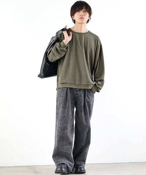 MinoriTY(マイノリティ)の「【MinoriTY】サイドジップシアーカットソー 長袖Tシャツ メンズ 春服(Tシャツ/カットソー・メンズ・グレー/カーキ・S/M/L)」の12枚目の写真