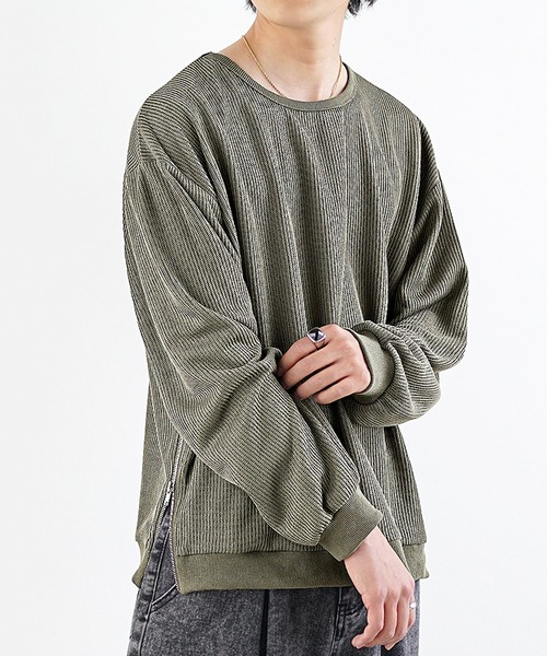 MinoriTY(マイノリティ)の「【MinoriTY】サイドジップシアーカットソー 長袖Tシャツ メンズ 春服(Tシャツ/カットソー・メンズ・グレー/カーキ・S/M/L)」の11枚目の写真