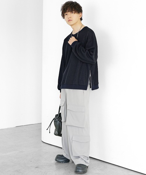 MinoriTY(マイノリティ)の「【MinoriTY】サイドジップシアーカットソー 長袖Tシャツ メンズ 春服(Tシャツ/カットソー・メンズ・グレー/カーキ・S/M/L)」の7枚目の写真