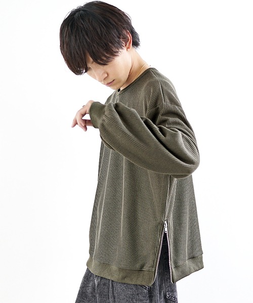 MinoriTY(マイノリティ)の「【MinoriTY】サイドジップシアーカットソー 長袖Tシャツ メンズ 春服(Tシャツ/カットソー・メンズ・グレー/カーキ・S/M/L)」の10枚目の写真