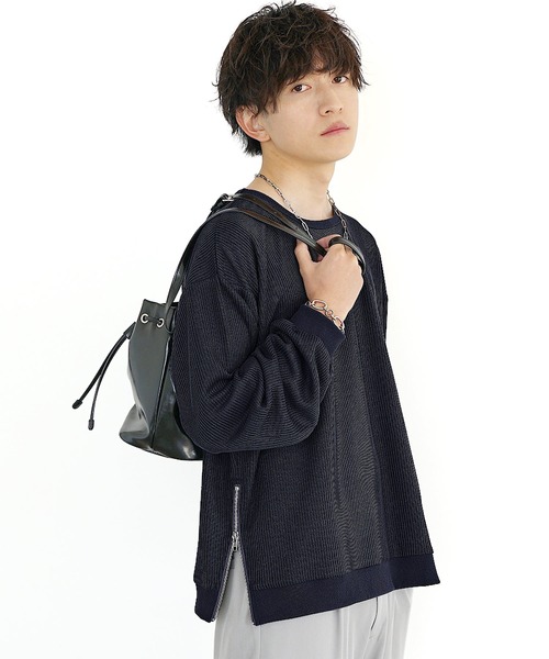 MinoriTY(マイノリティ)の「【MinoriTY】サイドジップシアーカットソー 長袖Tシャツ メンズ 春服(Tシャツ/カットソー・メンズ・グレー/カーキ・S/M/L)」の5枚目の写真