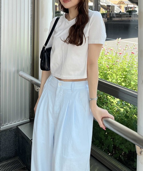 nelliy.(ネルリー)の「【夏に最適!】マイナス3キロ見えダブルタックハイウエストスラックスワイドパンツ(スラックス・レディース・ブルー/ブラック・LARGE/MEDIUM)」の10枚目の写真