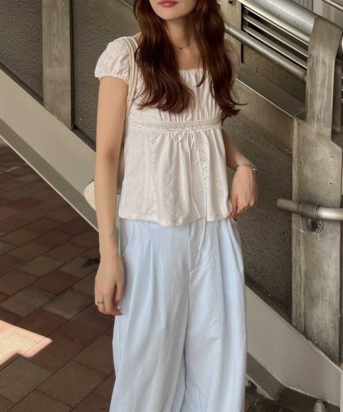 nelliy.(ネルリー)の「【夏に最適!】マイナス3キロ見えダブルタックハイウエストスラックスワイドパンツ(スラックス・レディース・ブルー/ブラック・LARGE/MEDIUM)」の16枚目の写真