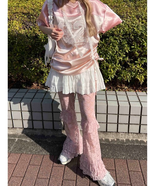 WC(ダブル シー)の「レースワッペンサテンユニフォーム(Tシャツ/カットソー・レディース・ブルー/ピンク/ブラック・FREE)」の21枚目の写真