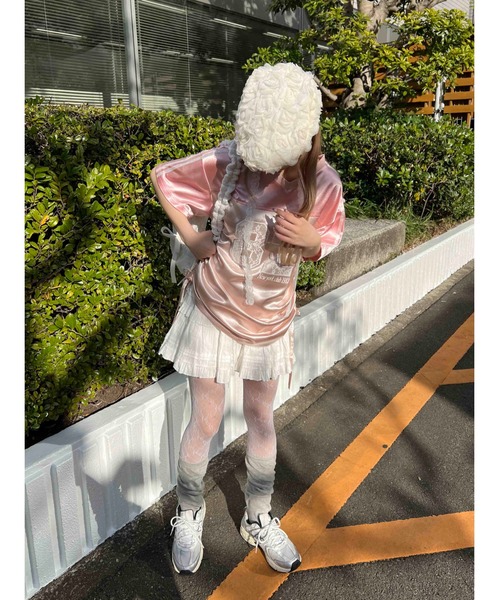 WC(ダブル シー)の「レースワッペンサテンユニフォーム(Tシャツ/カットソー・レディース・ブルー/ピンク/ブラック・FREE)」の19枚目の写真