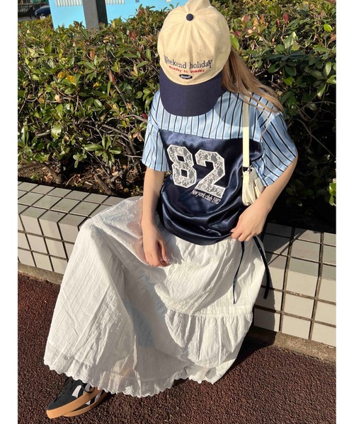 WC(ダブル シー)の「レースワッペンサテンユニフォーム(Tシャツ/カットソー・レディース・ブルー/ピンク/ブラック・FREE)」の12枚目の写真