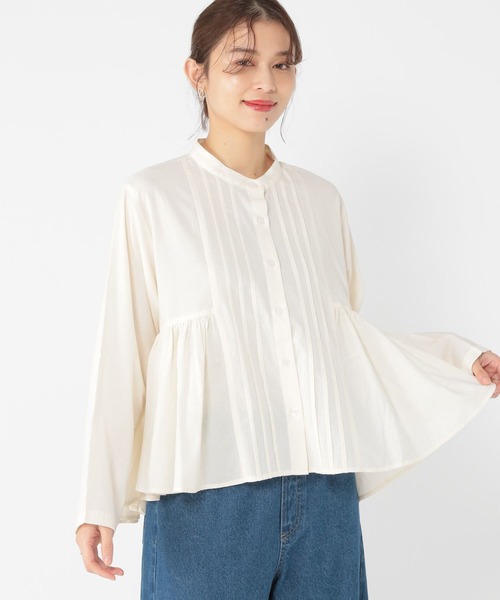 studio CLIP（スタディオクリップ）の「ギャザー切り替えブラウス（シャツ/ブラウス・レディース・サックスブルー/アイボリー/ライトグリーン・FREE）」の4枚目の写真