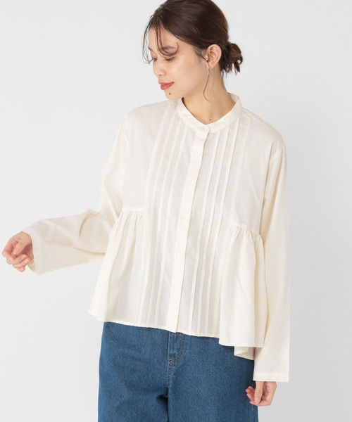studio CLIP（スタディオクリップ）の「ギャザー切り替えブラウス（シャツ/ブラウス・レディース・サックスブルー/アイボリー/ライトグリーン・FREE）」の5枚目の写真