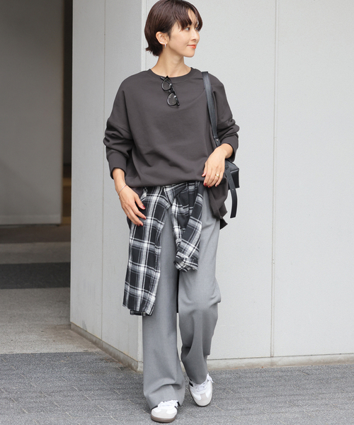 JOURNAL STANDARD relume（ジャーナルスタンダード　レリューム）の「《追加6》オーバーサイズロングスウェット（スウェット・レディース・チャコールグレー/ホワイト系その他/ライトグリーン/ブルー・FREE）」の6枚目の写真