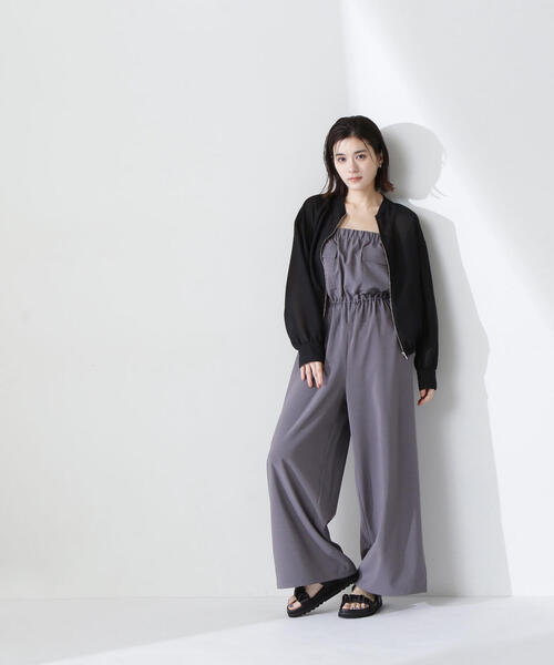 NATURAL BEAUTY BASIC(ナチュラルビューティーベーシック)の「◇ダブルポケットギャザーオールインワン(つなぎ/オールインワン・レディース・カーキ/チャコールグレー・MEDIUM/P/S)」の8枚目の写真