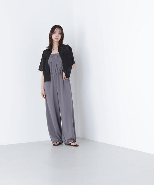 NATURAL BEAUTY BASIC(ナチュラルビューティーベーシック)の「◇ダブルポケットギャザーオールインワン(つなぎ/オールインワン・レディース・カーキ/チャコールグレー・MEDIUM/P/S)」の13枚目の写真
