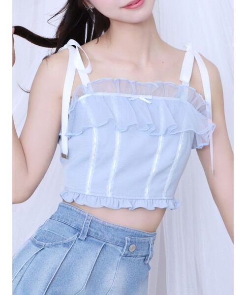 EATME（イートミー）の「ショルダーリボンベアビスチェ（キャミソール・レディース・ブルー/グリーン/オフホワイト・FREE）」の3枚目の写真