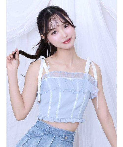 EATME（イートミー）の「ショルダーリボンベアビスチェ（キャミソール・レディース・ブルー/グリーン/オフホワイト・FREE）」の4枚目の写真