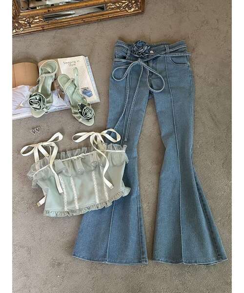 EATME（イートミー）の「ショルダーリボンベアビスチェ（キャミソール・レディース・ブルー/グリーン/オフホワイト・FREE）」の22枚目の写真