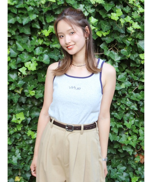 Ungrid（アングリッド）の「【WEB限定】バイカラーロゴタンクトップ（タンクトップ・レディース・ライトグレー/ブラウン/チャコールグレー・FREE）」の2枚目の写真