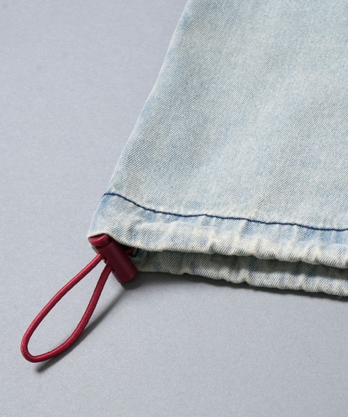 Starting Over（スターティングオーバー）の「Fringe denim one point shirt/フリンジデニム ワンポイント刺繍 ドローコード 半袖シャツ（シャツ/ブラウス・メンズ・ブラック/ブルー・L/M）」の14枚目の写真