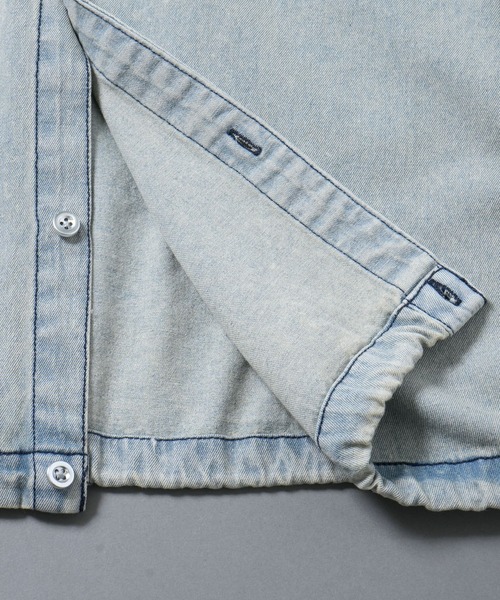 Starting Over（スターティングオーバー）の「Fringe denim one point shirt/フリンジデニム ワンポイント刺繍 ドローコード 半袖シャツ（シャツ/ブラウス・メンズ・ブラック/ブルー・L/M）」の16枚目の写真