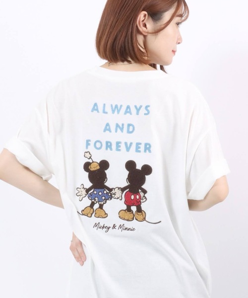 Disney(ディズニー)の「Disney(ディズニー)キャラクター刺繍・サガラ刺繍ビッグシルエットTシャツ レディース/ミッキーマウス ミニーマウス スティッチ(Tシャツ/カットソー・レディース・ピンク/サックスブルー/ベージュ/アッシュグレー/カーキ/オフホワイト/レッド/ネイビー/パープル/ブラック系その他2/スミクロ/ブルー系その他/グレー系その他/ブラック系その他/グリーン/イエロー/ブラック系その他3/ブラック系その他4/ホワイト系その他2/ホワイト系その他・M/L)」の3枚目の写真