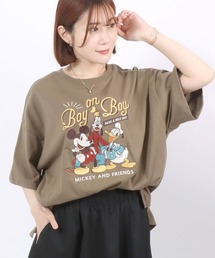 Disney(ディズニー)キャラクター刺繍・サガラ刺繍ビッグシルエットTシャツ レディース/ミッキーマウス ミニーマウス スティッチ