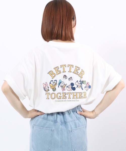 Disney(ディズニー)の「Disney(ディズニー)キャラクター刺繍・サガラ刺繍ビッグシルエットTシャツ レディース/ミッキーマウス ミニーマウス スティッチ(Tシャツ/カットソー・レディース・ピンク/サックスブルー/ベージュ/アッシュグレー/カーキ/オフホワイト/レッド/ネイビー/パープル/ブラック系その他2/スミクロ/ブルー系その他/グレー系その他/ブラック系その他/グリーン/イエロー/ブラック系その他3/ブラック系その他4/ホワイト系その他2/ホワイト系その他・M/L)」の4枚目の写真