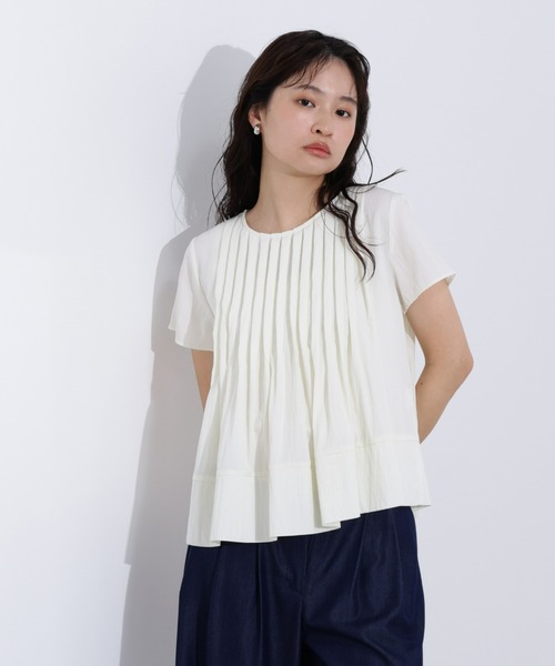 N.(N. Natural Beauty Basic)(エヌエヌナチュラルビューティーベーシック)の「タックフルブラウス(シャツ/ブラウス・レディース・オフホワイト/ブルー/ライトグリーン・MEDIUM)」の2枚目の写真