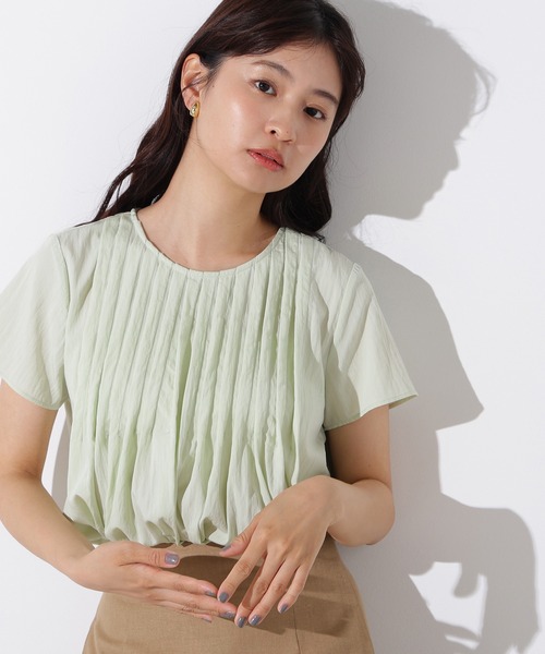 N.(N. Natural Beauty Basic)(エヌエヌナチュラルビューティーベーシック)の「タックフルブラウス(シャツ/ブラウス・レディース・オフホワイト/ブルー/ライトグリーン・MEDIUM)」の3枚目の写真